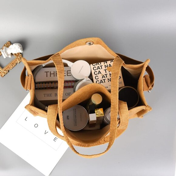 Tote Bag for Women Corduroy Crossbody Tote Bag Purse Women Travel Shoulder Bags - Picture 5 of 9